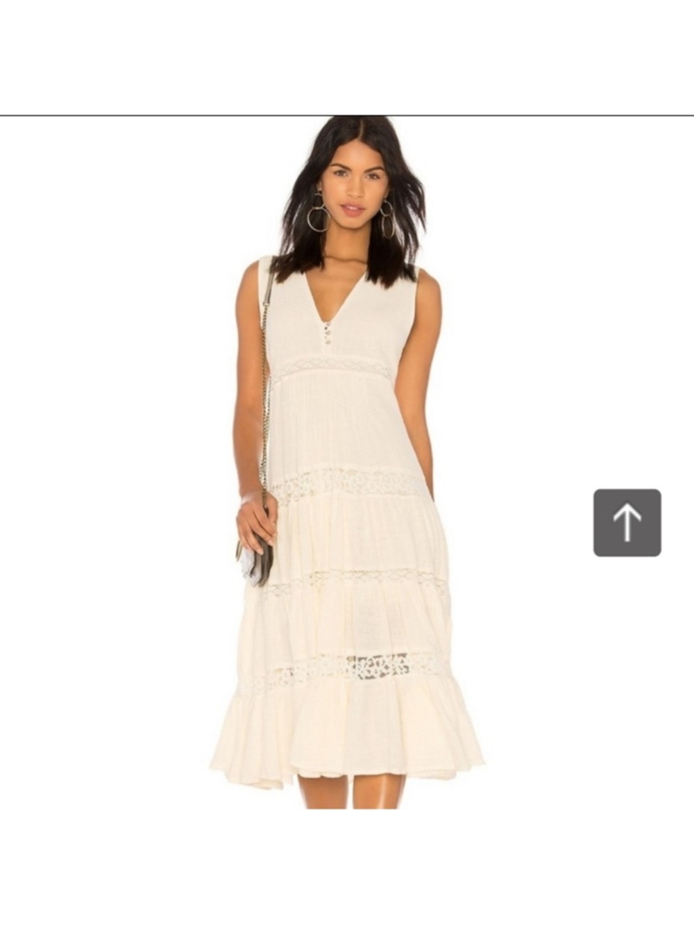 Spell Cream Lace-Trim Sleeveless Midi Dress